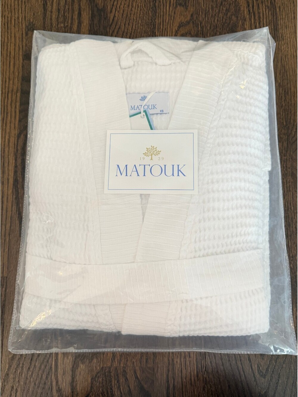 Matouk White Waffle Knit Pique Unisex Bath Robe New In Bag Size XS